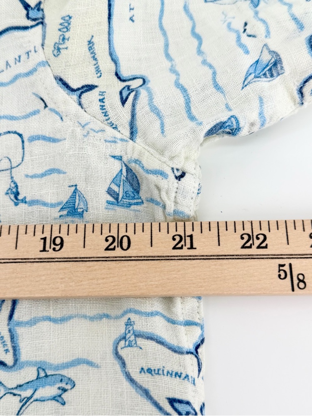 C&C California Men’s Medium 100% Linen Martha's Vineyard Map Print Coastal Shirt - Picture 6 of 8
